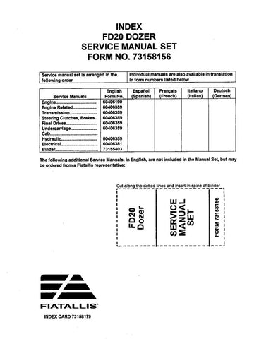FIAT-ALLIS FD20 CRAWLER DOZER SERVICE MANUAL - PDF FILE