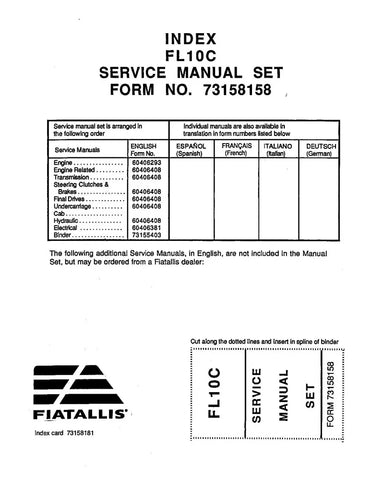FIAT-ALLIS FL10C CRAWLER LOADER SERVICE MANUAL - PDF FILE