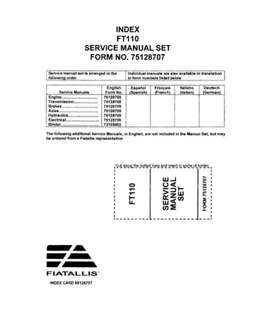 FIAT-ALLIS FT110 BACKHOE LOADER SERVICE MANUAL - PDF FILE