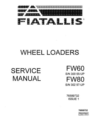 FIAT-ALLIS FW60 AND FW80 WHEELED LOADER SERVICE MANUAL - PDF FILE
