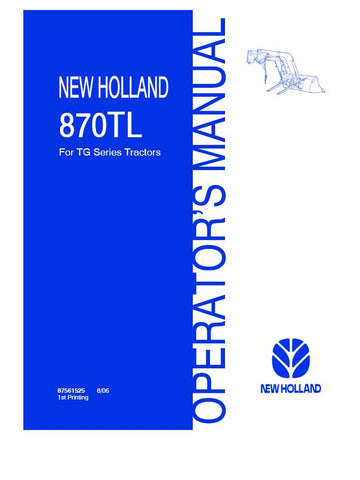 870TL for TG Series Tractors - New Holland Operator's Manual 87561525 Download PDF - Manual labs