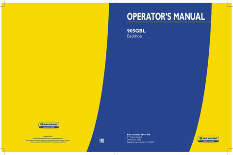 905GBL Backhoe - New Holland Operator's Manual 51410064, 90441918 Download PDF - Manual labs