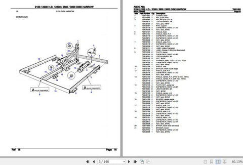 Enhance your agricultural efficiency with the AGCO Allis Disk Harrow Spare Parts Catalogue (79001626). This comprehensive PDF file provides detailed information on parts for models
