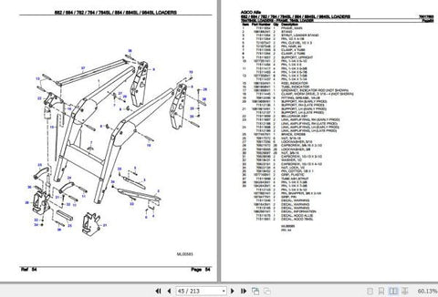 AGCO ALLIS LOADERS 682, 684, 782, 784, 784SL, 884, 884SL, 984SL SPARE PARTS CATALOGUE MANUAL 79017693 - PDF FILE