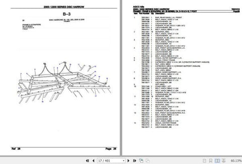 Enhance your agricultural efficiency with the AGCO Allis Disc Harrow 2000 Series 2200 Series Spare Parts Catalogue Manual (79001519). This comprehensive PDF file serves