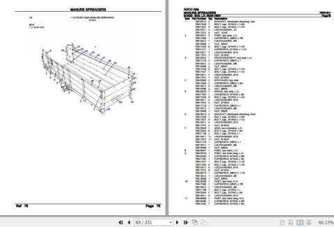 Enhance the efficiency of your AGCO Allis manure spreader with the comprehensive Spare Parts Catalogue Manual (79001541) available in PDF format. This essential