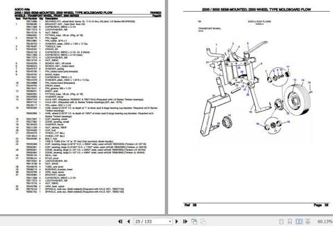 Enhance your agricultural efficiency with the AGCO Allis Semi Mounted 2000, 3000 Wheel Type Moldboard Plow 2500 Spare Parts Catalogue Manual (79003823). This comprehensive