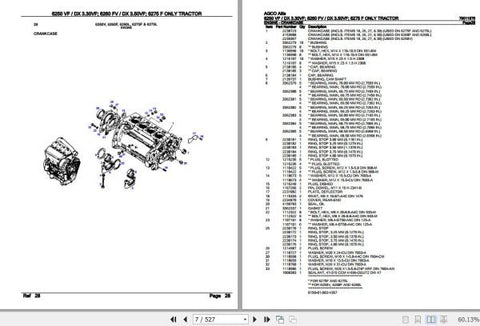 Unlock the full potential of your AGCO Allis tractors with the comprehensive Spare Parts Catalogue Manual (79011975) for models 6250VF, DX3.30VF, 6260FV, and DX3.50VF, 6275F. This PDF file is an essential resource for any tractor owner, providing detailed