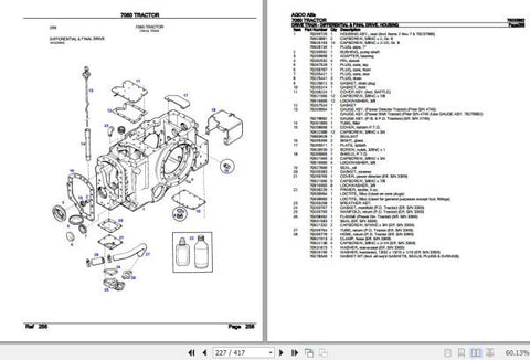 Enhance the longevity and performance of your AGCO Allis Tractor 7060 with our comprehensive Spare Parts Catalogue Manual (79003882) in PDF format. This essential resource provides detailed diagrams and part numbers, making it easy to identify and order the 