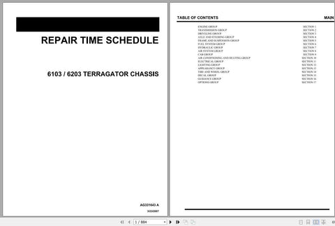 Enhance your maintenance efficiency with the AG CHEM EU APPLICATOR 6103, 6203 TERRAGATOR CHASSIS SHOP REPAIR TIME SCHEDULE MANUAL (AG331643A) in PDF format. This comprehensive manual provides detailed repair schedules

