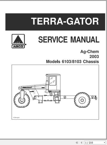 Enhance your maintenance capabilities with the AG CHEM EU APPLICATOR 6103, 8103 Chassis Shop Service Manual (AG727567) in PDF format. This comprehensive guide provides detailed schematics, troubleshooting tips, and step-by-step instructions
