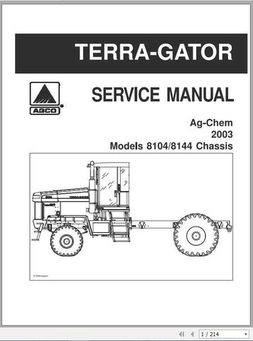 Enhance your maintenance capabilities with the AG CHEM EU APPLICATOR 8104, 8144 CHASSIS SHOP SERVICE MANUAL (AG727525) in PDF format. This comprehensive manual provides