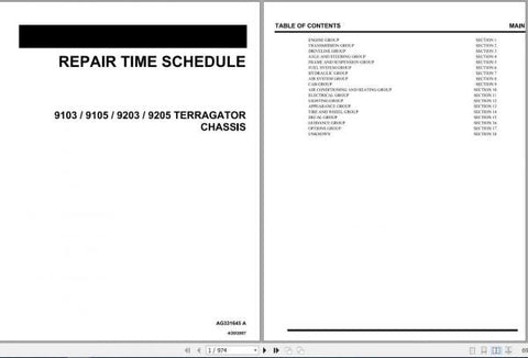 Enhance your maintenance efficiency with the AG CHEM EU APPLICATOR 9103, 9205 TERRAGATOR CHASSIS SHOP REPAIR TIME SCHEDULE MANUAL - AG331645A. This comprehensive PDF file provides detailed repair schedules and guidelines specifically designed for the AG CHEM Terragator chassis, ensuring you have the right information
