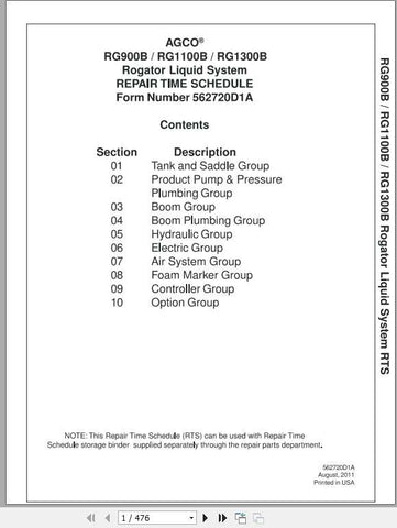 Enhance your maintenance efficiency with the AG CHEM EU APPLICATOR RG900B-RG1300B ROGATOR LIQUID SHOP REPAIR TIME SCHEDULE MANUAL (562720D1A) in PDF format. This comprehensive guide provides essential insights