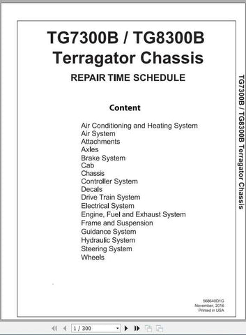 Enhance your maintenance efficiency with the AG CHEM EU APPLICATOR TG7300B and TG8300B Chassis Shop Repair Time Schedule Manual (Part No. 568640D1G). This comprehensive