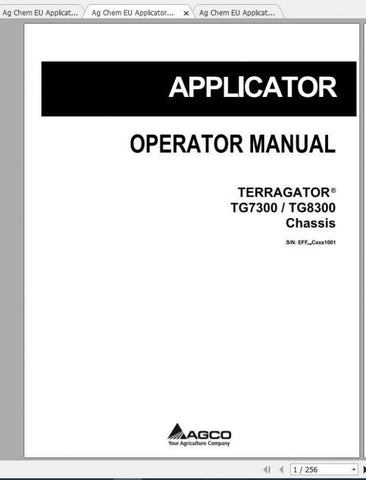 Enhance your operational efficiency with the AG CHEM EU APPLICATOR TG7300 TG8300 CHASSIS OPERATOR MANUAL in PDF format. This comprehensive guide provides essential information for the effective use and maintenance of your applicator