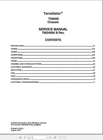 Enhance your maintenance capabilities with the AG CHEM EU Applicator TG8400 Terragator Chassis Shop Service Manual (Part No. 79034095). This comprehensive PDF file is an essential resource for technicians and operators, providing detailed