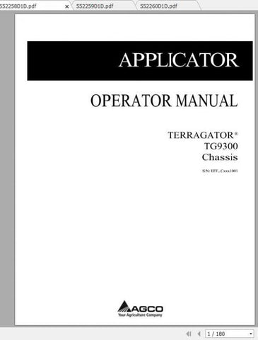 Enhance your operational efficiency with the AG CHEM EU APPLICATOR TG9300 TERRAGATOR CHASSIS OPERATOR MANUAL in PDF format. This comprehensive guide provides essential insights and detailed instructions for the effective use of your Terragator chassis, ensuring optimal performance and maintenance. With