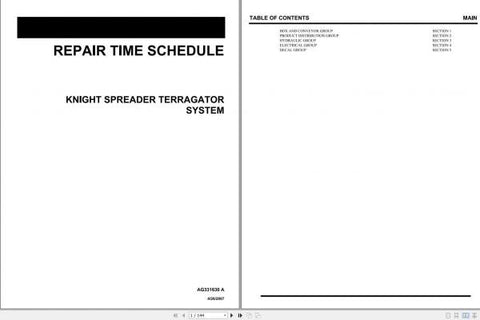 Enhance your maintenance efficiency with the AG CHEM KNIGHT SPREADER TERRAGATOR SYSTEM SHOP REPAIR TIME SCHEDULE MANUAL (AG331630A) in PDF format. This comprehensive guide provides detailed repair schedules and procedures tailored specifically