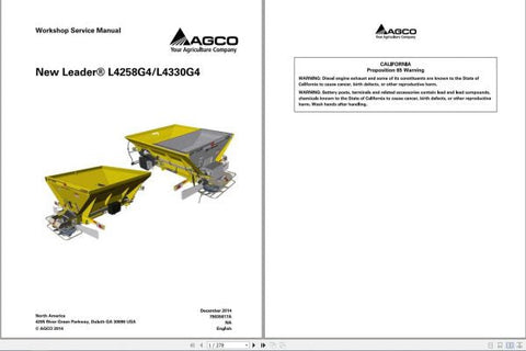 Enhance your maintenance capabilities with the AG CHEM New Leader L4258G4 and L4330G4 Workshop Service Manual (79035617A) in PDF format. This comprehensive guide provides detailed instructions, diagrams, and troubleshooting tips specifically