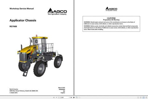 Enhance your maintenance capabilities with the AG CHEM RG700B Applicator Chassis Workshop Service Manual (Part No. 79036458A). This comprehensive PDF file is an essential resource for technicians and DIY enthusiasts alike, providing detailed diagrams