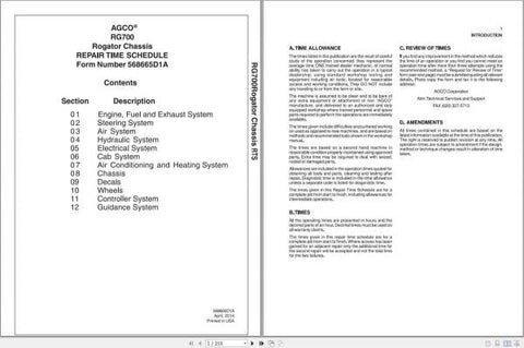 Enhance your maintenance efficiency with the AG CHEM RG700 ROGATOR CHASSIS SHOP REPAIR TIME SCHEDULE MANUAL (568665D1A) in PDF format. This comprehensive manual provides detailed repair schedules and guidelines specifically designed for the RG700