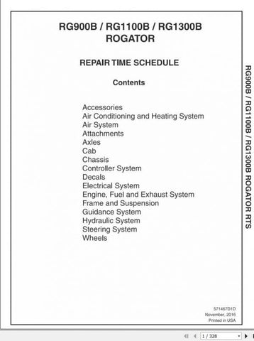 Enhance your maintenance efficiency with the AG CHEM RG900B, RG1100B, and RG1300B Row Crop Chassis Shop Repair Time Schedule Manual (5714671D1D) in PDF format. This comprehensive guide provides detailed repair schedules and time estimates