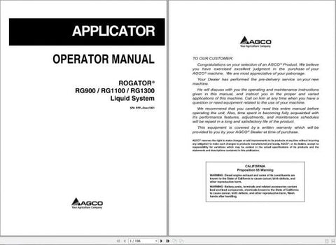 Enhance your operational efficiency with the AG CHEM RG900, RG1100, and RG1300 Rogator Liquid System Operator Manuals in PDF format. These comprehensive manuals provide essential guidance for the effective use and maintenance of your liquid application