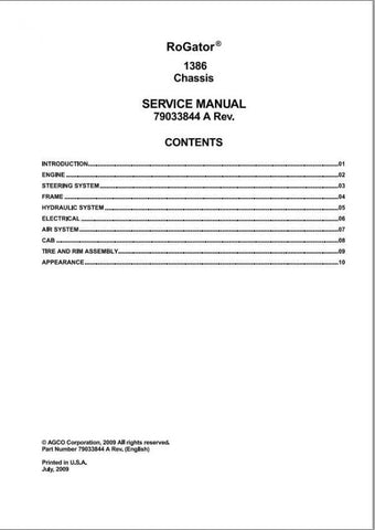 Enhance your maintenance capabilities with the AG CHEM SA 1386 Rogator Chassis Shop Service Manual (PDF File). This comprehensive guide provides detailed insights and step-by-step instructions for servicing and repairing your Rogator chassis, ensuring