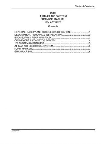 Unlock the full potential of your AG CHEM SA 2003 AIRMAX 180 System with the comprehensive Shop Service Manual (AG727570) in PDF format. This essential guide provides detailed insights into maintenance, troubleshooting, and repair procedures
