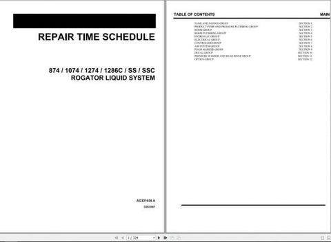 Enhance your maintenance efficiency with the AG CHEM SA 874, 1074, 1274, 1286C, SS, SSC Rogator Chassis RTS Shop Repair Time Manual (AG331636A). This comprehensive PDF file is designed to provide you with detailed repair procedures, troubleshooting tips, and essential specifications, ensuring that your equipment operates
