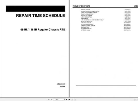 Enhance your maintenance efficiency with the AG CHEM SA 984H 1184H Rogator Chassis RTS Repair Time Manual (AG334912A) in PDF format. This comprehensive guide provides detailed repair procedures, troubleshooting tips, and essential specifications tailored for the Rogator chassis, ensuring you have the knowledge needed to 