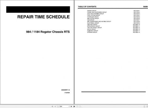 Enhance your maintenance efficiency with the AG CHEM SA 984, 1184 Rogator Chassis Shop Repair Time Schedule Manual (AG334911A) in PDF format. This comprehensive guide provides detailed repair schedules and time estimates, ensuring
