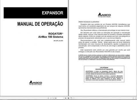 Enhance your operational efficiency with the AG CHEM SA ROGATOR AIRMAX 180 SYSTEM OPERATOR MANUAL (564327D1B PT) in PDF format. This comprehensive guide provides essential insights and detailed instructions to help you maximize the performance of your AirMax 180 system. With easy navigation and clear illustrations