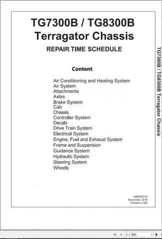 Enhance your maintenance efficiency with the AG CHEM SA TG7300B TG8300B Terragator Chassis RTS Repair Time Schedule (Part Number: 568640D1G). This comprehensive PDF file provides detailed repair timelines and procedures specifically