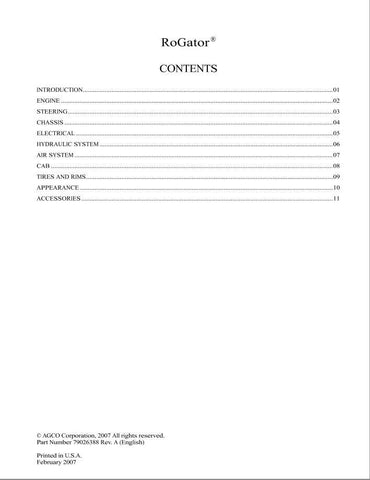 Enhance your maintenance capabilities with the AG CHEM ROGATOR Shop Service Manual (Part No. 79026388A) for models SS874, SS1074, SSC874, and SSC1074. This comprehensive PDF file provides detailed instructions, diagrams, and troubleshooting tips to ensure your equipment operates at peak performance. Perfect for