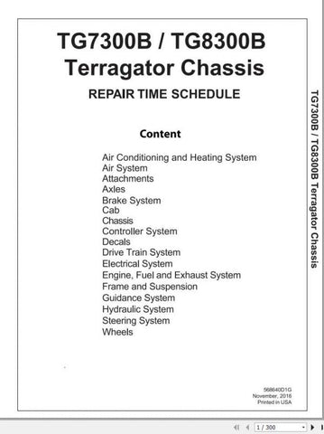 Enhance your maintenance efficiency with the AG CHEM TG7300B TG8300B Terragator Chassis Shop Repair Time Schedule Manual (568640D1G) in PDF format. This comprehensive guide provides detailed repair schedules and procedures specifically