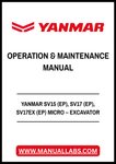 YANMAR SV15 (EP), SV17 (EP), SV17EX (EP) MICRO – EXCAVATOR OPERATION & MAINTENANCE MANUAL - PDF FILE