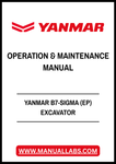 YANMAR B7-SIGMA (EP) EXCAVATOR OPERATION & MAINTENANCE MANUAL - PDF FILE