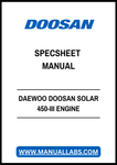 DAEWOO DOOSAN SOLAR 450-III ENGINE SPECSHEET MANUAL - PDF FILE