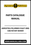 AGROSTROJ PELHRIMOV EXACT-285D, C285 ROTARY MOWER PARTS CATALOGUE MANUAL - PDF FILE