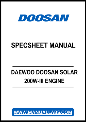 DAEWOO DOOSAN SOLAR 200W-III ENGINE SPECSHEET MANUAL - PDF FILE