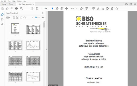 Discover the BISO CLAAS LEXION INTEGRAL CX 100 RAPE SEED EXTENSION PARTS CATALOGUE MANUAL, a comprehensive PDF resource designed for professionals in the agricultural sector. This manual provides detailed information on extension parts specifically tailored for the CLAAS LEXION series, ensuring you have the right components for optimal performance.