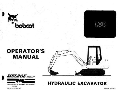 Discover the essential guide for your BOBCAT 100 Hydraulic Excavator with our comprehensive Operation & Maintenance Manual. This PDF file is designed to provide you with all the necessary information to operate your excavator safely and efficiently, ensuring optimal performance on every job site.