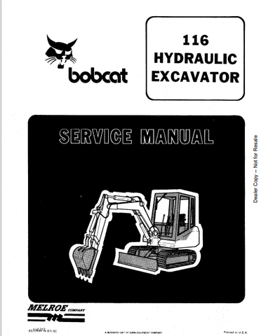 Discover the comprehensive service manual for the BOBCAT 116 Hydraulic Excavator (6570484). Download the PDF for expert guidance and maintenance tips.