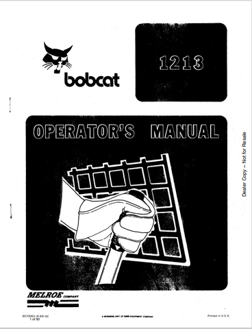 Access the BOBCAT 1213 Operator's Manual (6570063) in PDF format. Get essential guidelines and operational insights for optimal performance and safety.