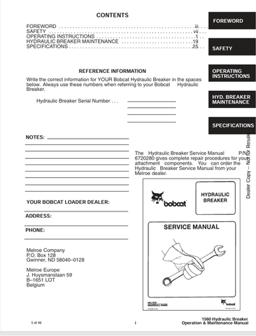 BOBCAT 1560 (6724074) OPERATION AND MAINTENANCE MANUAL PDF FILE