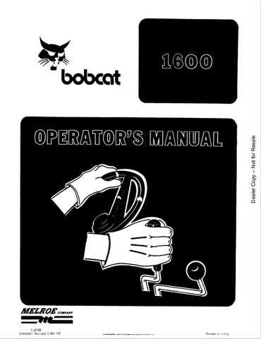 Access the BOBCAT 1600 Operator's Manual (6566667) in PDF format. Get essential guidelines and operational tips for optimal performance and safety.