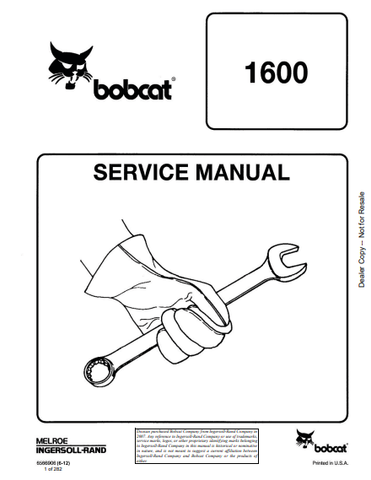 Access the BOBCAT 1600 Service Manual (6566906) in PDF format. Get detailed maintenance and repair information for optimal performance of your equipment.