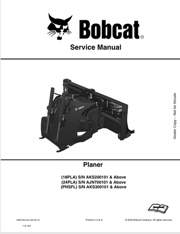  Discover the comprehensive service manual for BOBCAT 18PLA, 24PLA, and PNSFL planers. Download the PDF file for expert guidance and maintenance tips.